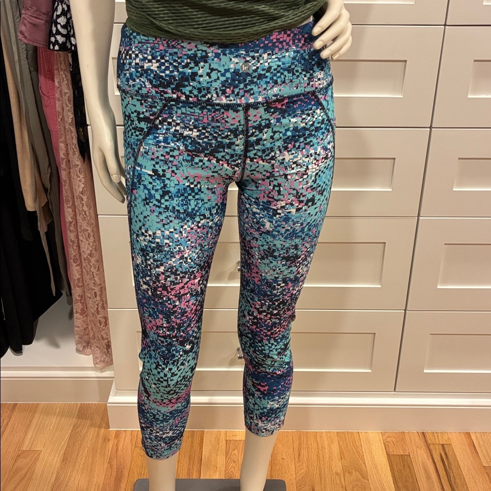 AB3 Blue and Pink Patterned Performance Leggings